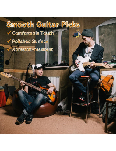 Set de 120 Púas de Guitarra PEASUG - 3 Grosores, Multicolor