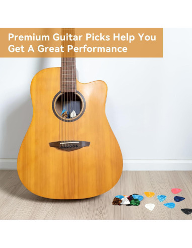 Set de 120 Púas de Guitarra PEASUG - 3 Grosores, Multicolor