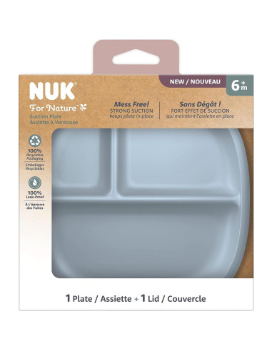 Plato de Succión NUK por Naturaleza con Tapa a Prueba de Fugas