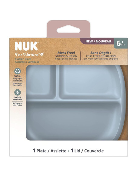 Plato de Succión NUK por Naturaleza con Tapa a Prueba de Fugas