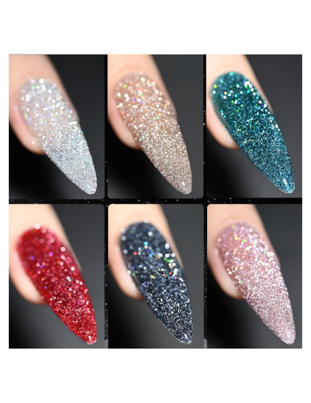 Conjunto de Esmalte de Uñas GAOY 6 Colores Holográfico 7.3ml