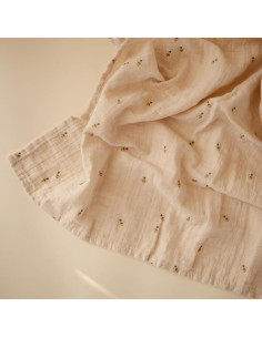 Manta de Muselina para Bebé Mushie 100% Algodón Orgánico Abejas 2