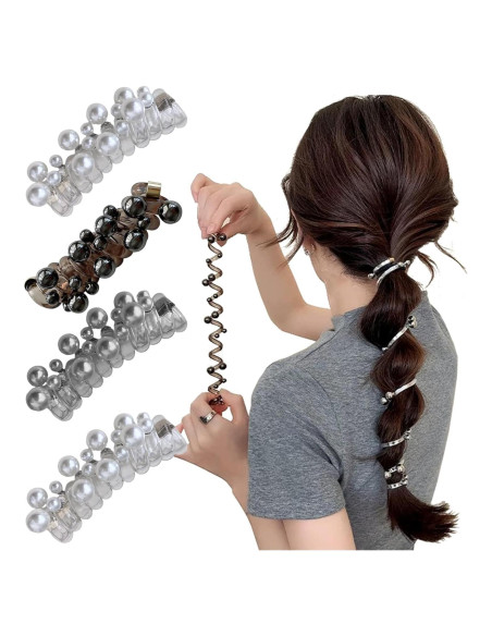 Tiras de Pelo Espirales Elásticas Suaves Hswera 4 Pcs A