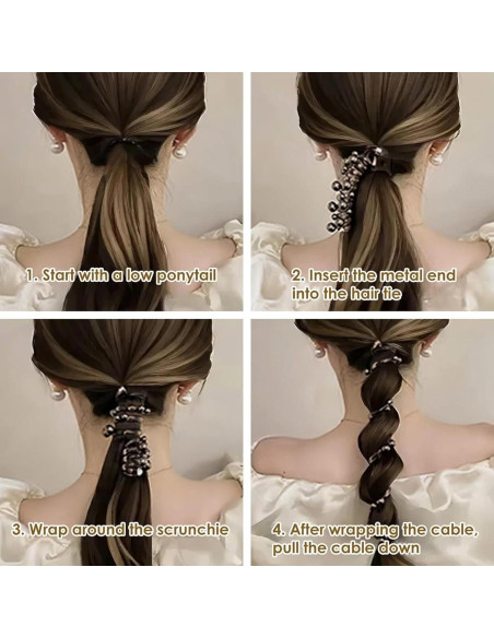 Tiras de Pelo Espirales Elásticas Suaves Hswera 4 Pcs A