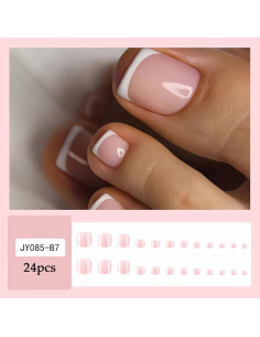 Uñas Postizas Cortas Cuadradas Rosadas LPOODDNU 24 Pcs 2
