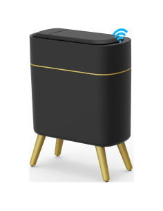 Basurero Automático Yatmung 9.46L Negro con Borde Dorado