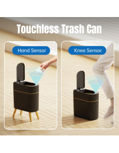 Basurero Automático Yatmung 9.46L Negro con Borde Dorado 2