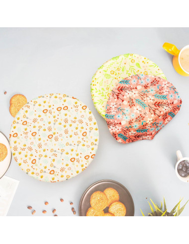 3 Tapas Reutilizables de Cera de Abeja GNHUT 25cm Ecológicas