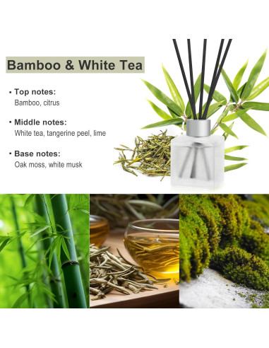 Difusor de caña Aeeteek 200ml Bambú y Té Blanco 2 Paquetes