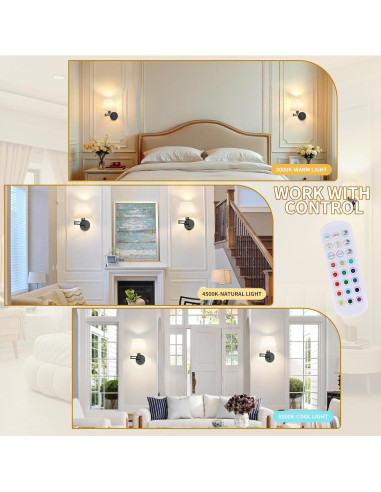 Juego de Apliques de Pared Inalámbricos ONWECEN 2 Unidades RGB