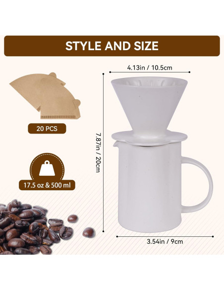 Cafetera de Goteo AZYM 500 ml Cerámica Vintage Blanca