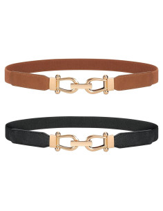 Cinturón Elástico Retro JASGOOD para Mujeres con Hebilla Dorada