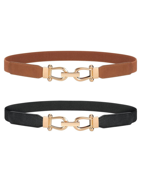 Cinturón Elástico Retro JASGOOD para Mujeres con Hebilla Dorada