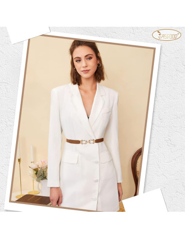 Cinturón Elástico Retro JASGOOD para Mujeres con Hebilla Dorada