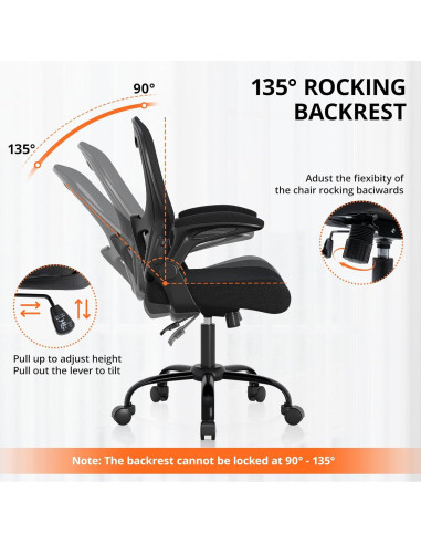 Silla de Oficina Ergonómica Synorla HKSY-YBBGYWTZHB3 Negra