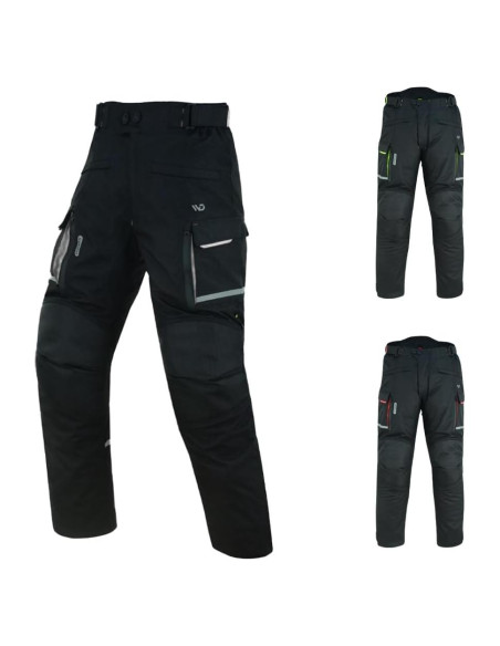 Pantalones de Motocicleta WD para Hombres 42 Regular Negro Plata