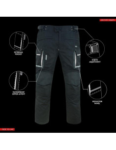 Pantalones de Motocicleta WD para Hombres 42 Regular Negro Plata 2