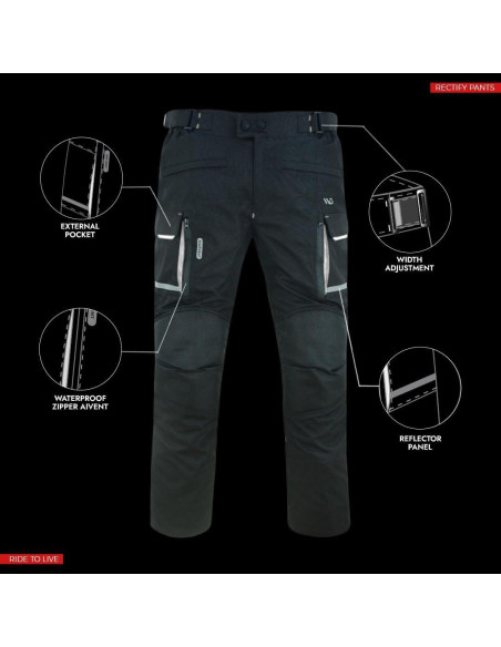 Pantalones de Motocicleta WD para Hombres 42 Regular Negro Plata