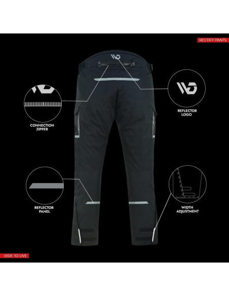 Pantalones de Motocicleta WD para Hombres 42 Regular Negro Plata