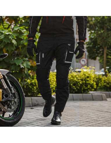 Pantalones de Motocicleta WD para Hombres 42 Regular Negro Plata