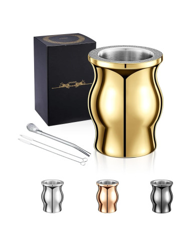 Taza de Yerba Mate Proceat de Acero Inoxidable 240 ml Oro