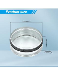 Tapón de Tee de Metal PATIKIL 125mm con Junta de Goma 2