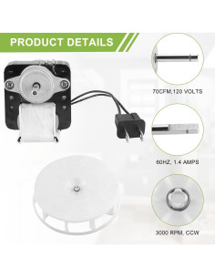 Motor de Ventilador de Baño AMI PARTS S99080166 70CFM 120V 2