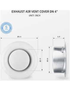 Cubierta de Ventilación Redonda Ajustable calimaero TVSA 10.16 cm 2