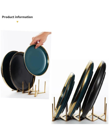 Soporte de Platos Plegable YEZILUU de Acero Inoxidable Dorado
