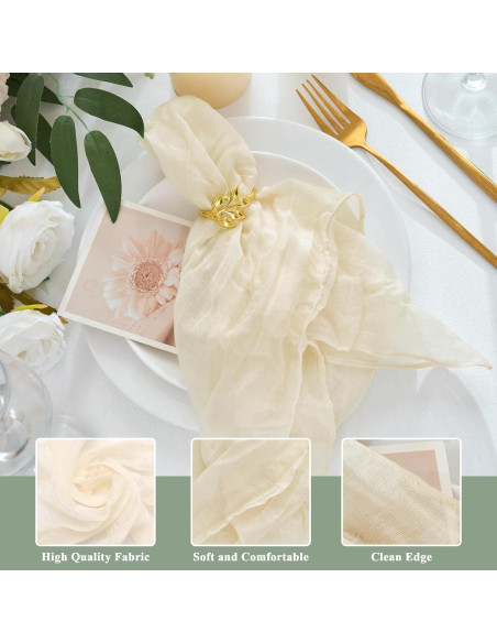 Paquete de 12 Servilletas de Gasa Beige 50.8cm Xiomot