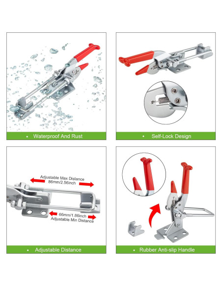 Pestillo de Palanca COOLOGIN Alta Resistencia 2000 lbs Ajustable - 2 Paquetes