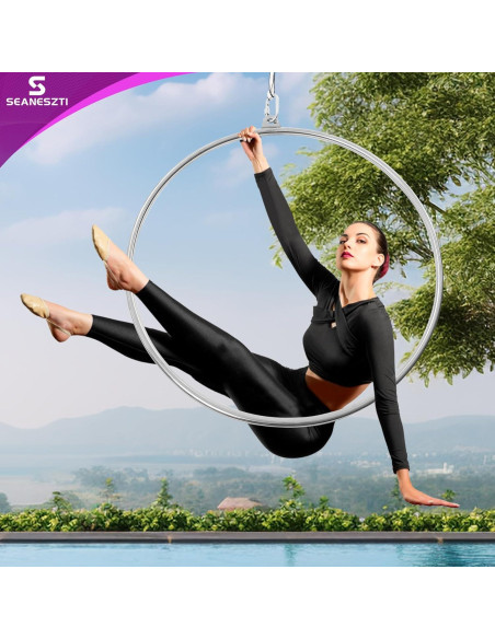 Aro Aéreo SEANESZTI 90 cm para Danza y Yoga, Carga 115 kg