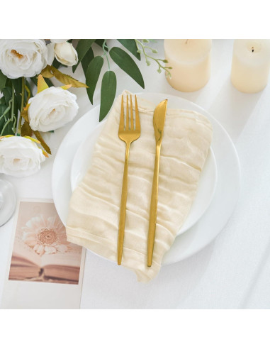 Paquete de 12 Servilletas de Gasa Beige 50.8cm Xiomot