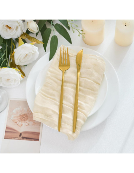 Paquete de 12 Servilletas de Gasa Beige 50.8cm Xiomot