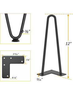 Patas de Mesa de Hierro Genius 30 cm, Acero Sólido, 4 Piezas 2