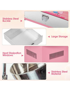 Máquina de Algodón de Azúcar Eléctrica Garvee 1200W Rosa 2