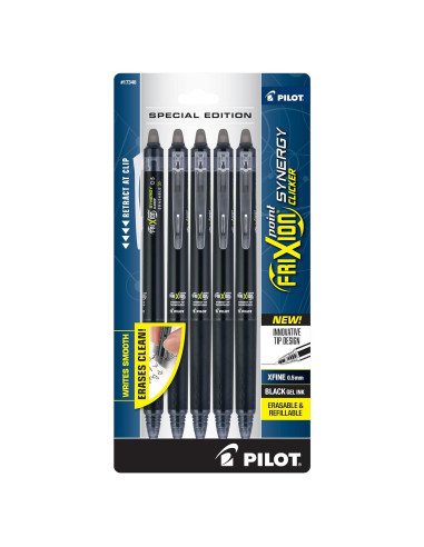Bolígrafos Borrables Pilot FriXion Synergy 0.5mm Tinta Negra - Paquete de 5