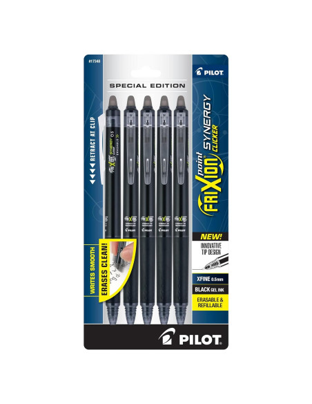 Bolígrafos Borrables Pilot FriXion Synergy 0.5mm Tinta Negra - Paquete de 5