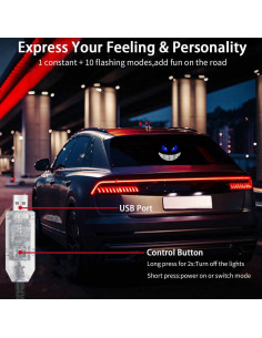 Luz Ojos de Diablo LED VOAKZEF Azul 11 Modos USB para Auto 2