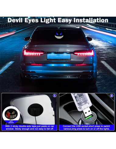 Luz Ojos de Diablo LED VOAKZEF Azul 11 Modos USB para Auto