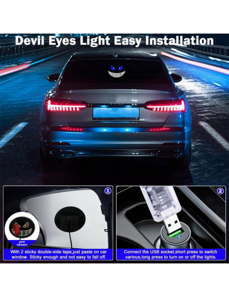 Luz Ojos de Diablo LED VOAKZEF Azul 11 Modos USB para Auto