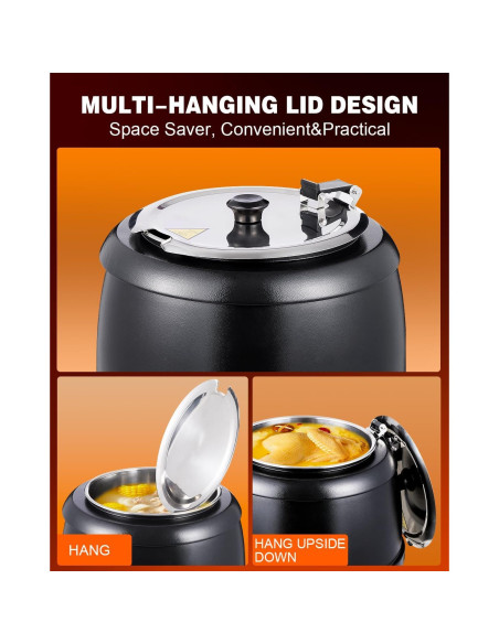 Calentador de sopa eléctrico JIVGDN 500W 40.2L acero inoxidable