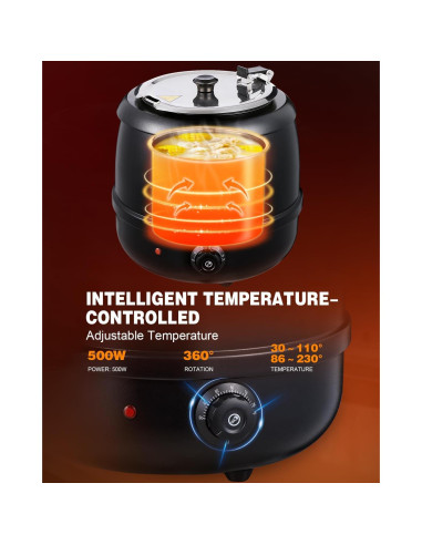 Calentador de sopa eléctrico JIVGDN 500W 40.2L acero inoxidable
