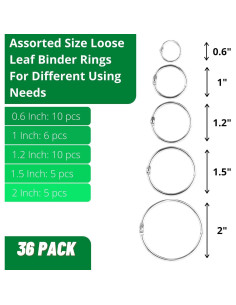 Anillos de Carpeta Mr. Pen 36 Pcs Tamaños Variados Hierro 2