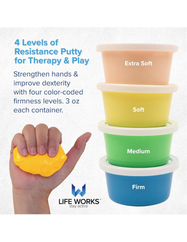 Masa de Terapia Life Works 4 Colores Silicona No Tóxica 340g