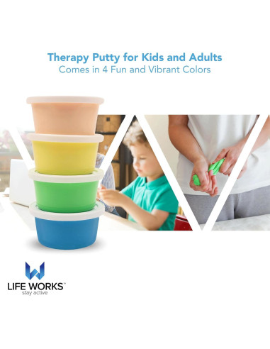 Masa de Terapia Life Works 4 Colores Silicona No Tóxica 340g