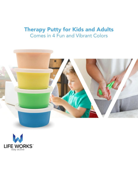 Masa de Terapia Life Works 4 Colores Silicona No Tóxica 340g