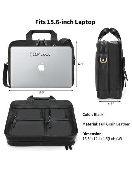 Maletín de Cuero Jack&Chris para Hombres 15.6" Impermeable