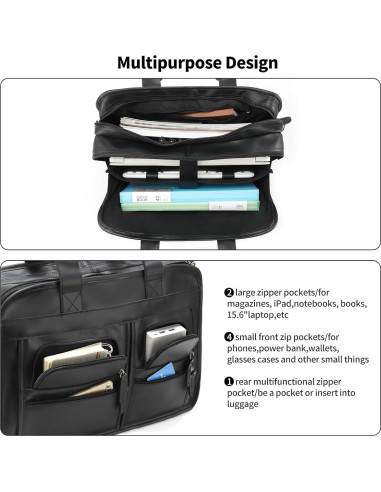 Maletín de Cuero Jack&Chris para Hombres 15.6" Impermeable