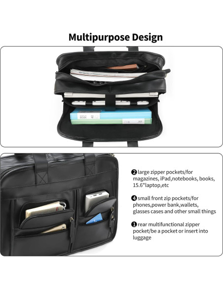 Maletín de Cuero Jack&Chris para Hombres 15.6" Impermeable